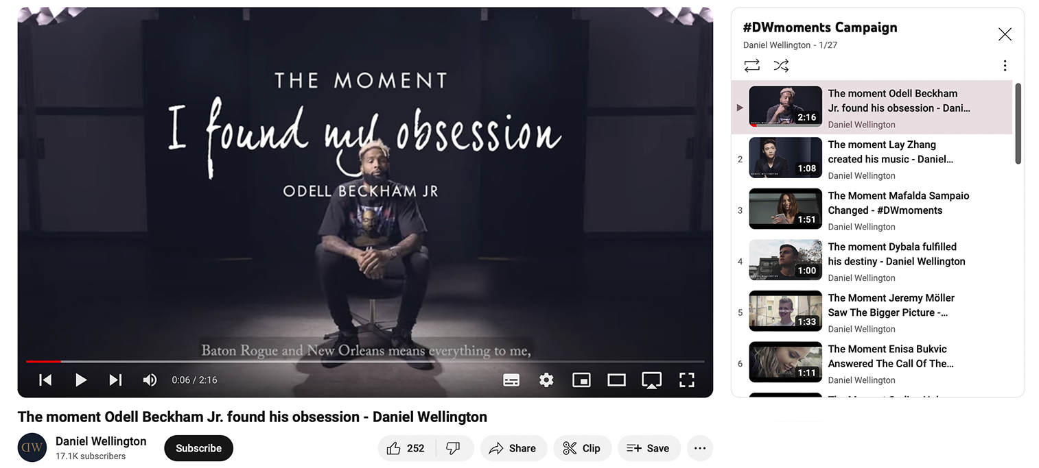 Influencers and celebrities were invited to share significant moments of their lives while showcasing a Daniel Wellington watch
